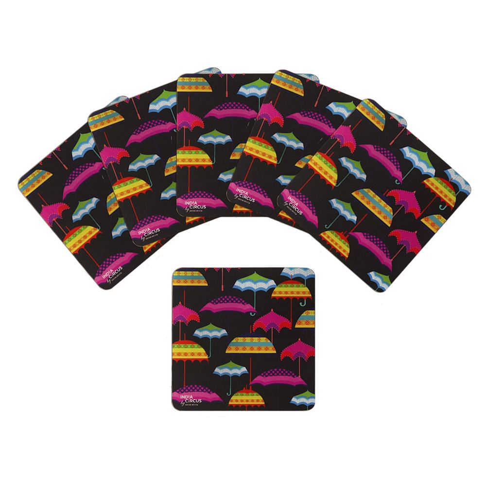 Umbrellas Rubber Coasters - (Set of 6)