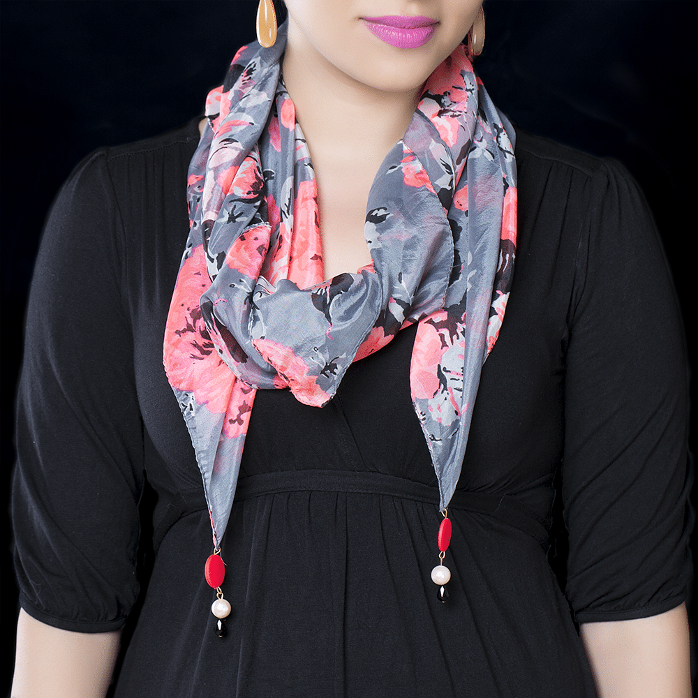 Pink & Grey Chiffon Stole