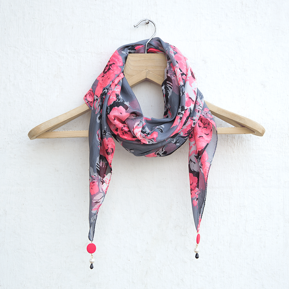Pink & Grey Chiffon Stole