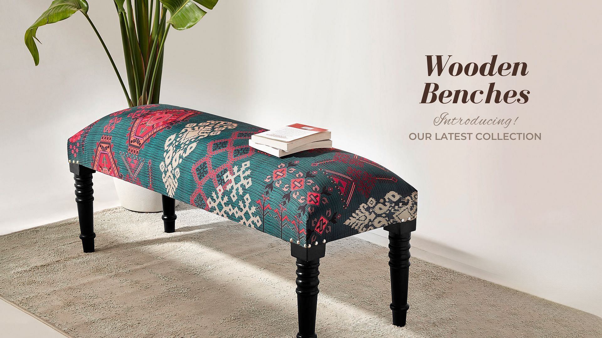 Blossomy Mosaic Wooden Bench