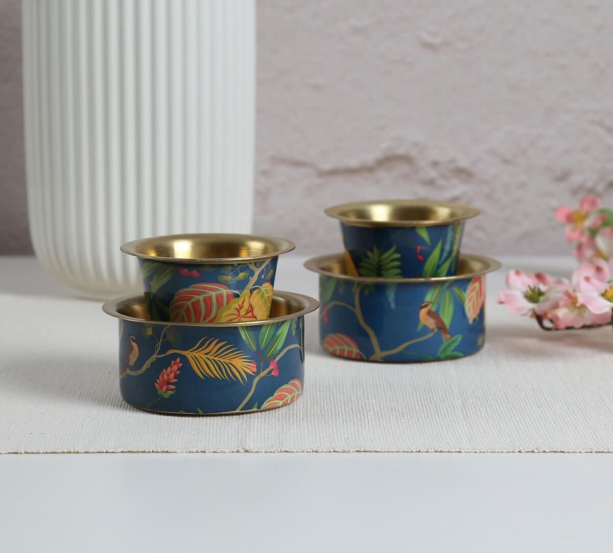 Fronds and Florets Brass coffee Tumbler Set of 2