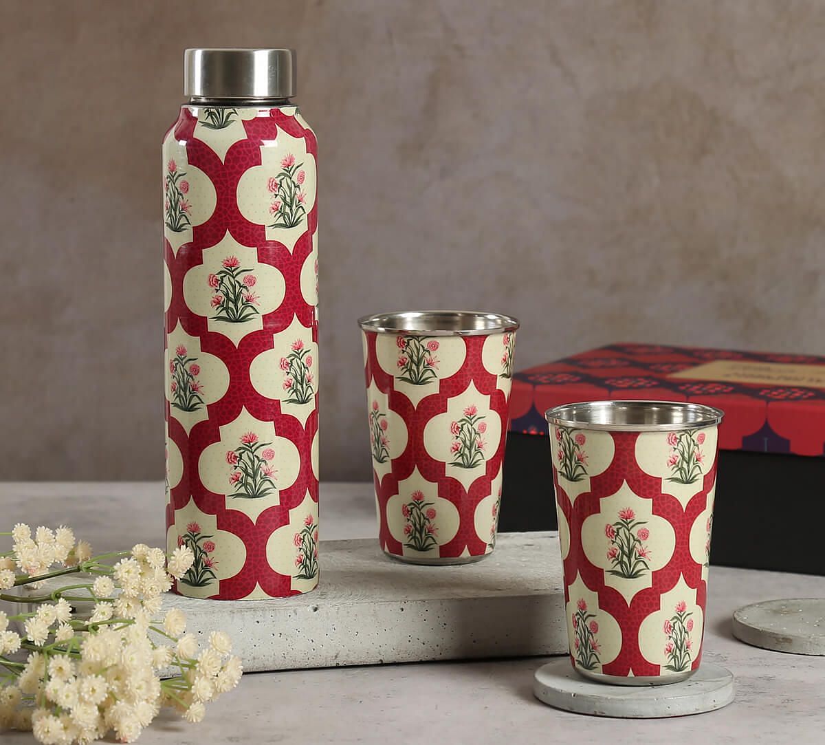 Poppy Flower Scarlet Bottle and Tumbler Set