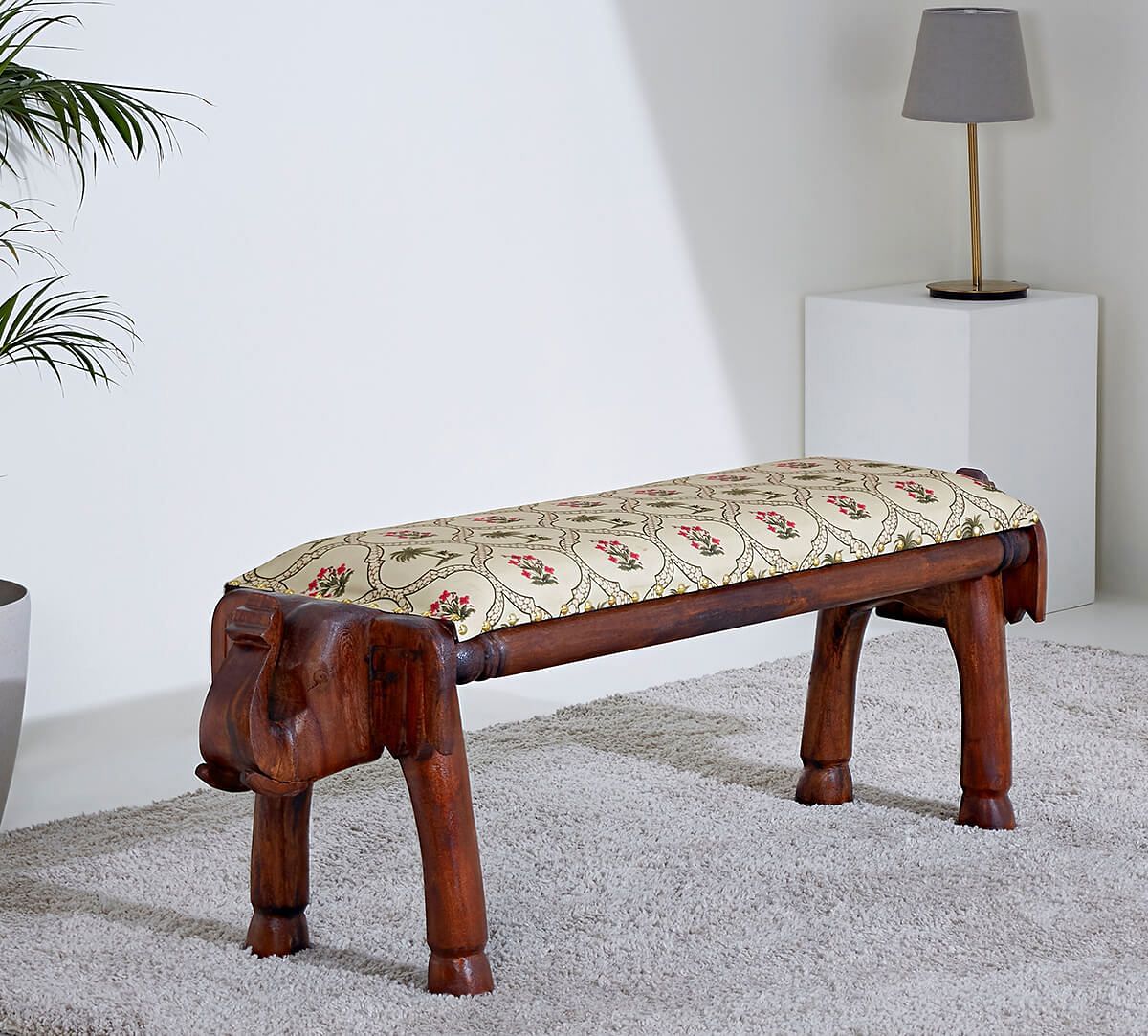 Tropic Tryst Wooden Elephant Bench