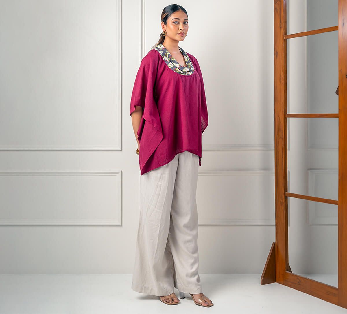 White Rose Allure Cowl Neck Top