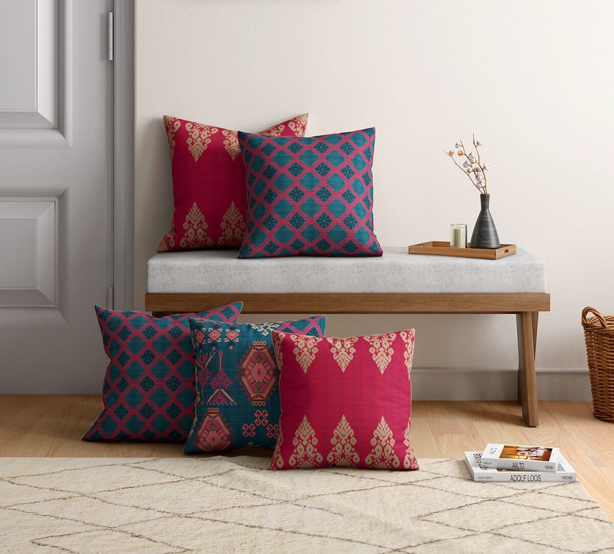 Checkerboard Charm Cushion Cover Set of 5