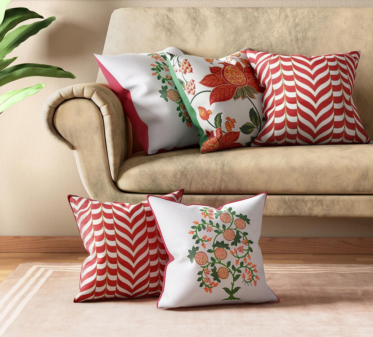 Aesthetic Anaar Cushion Cover Set of 5