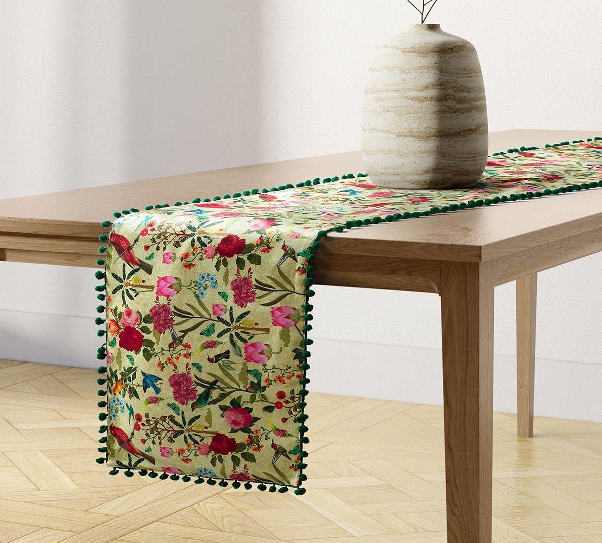 Bird Land Micro Velvet Bed and Table Runner