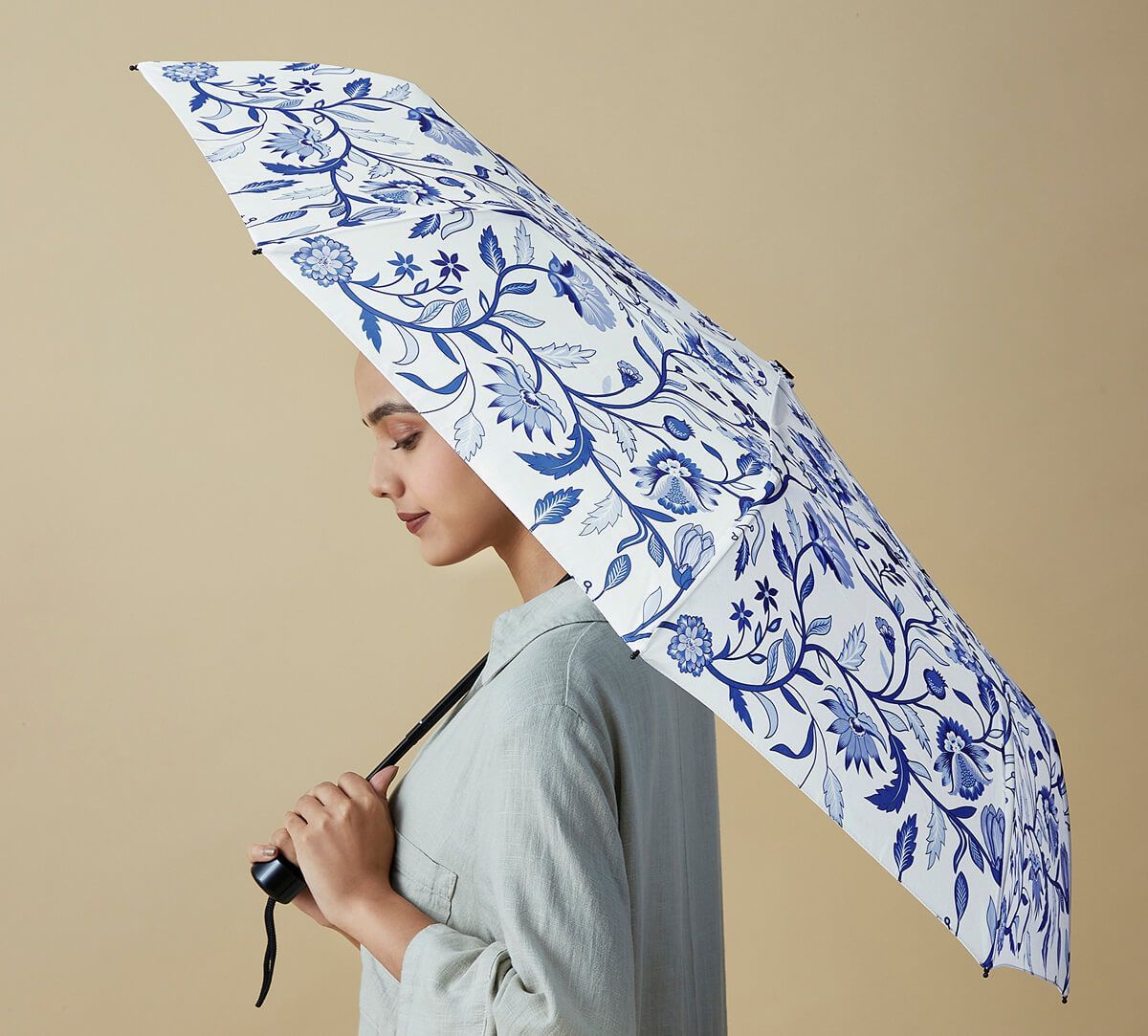 Blaue Blume 3 Fold Umbrella