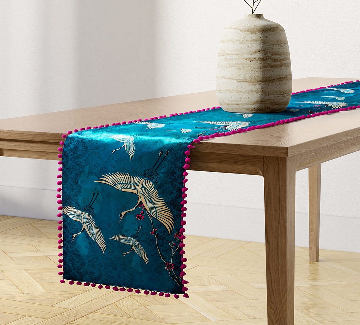 Legend of the Cranes Micro Velvet Bed and Table Runner