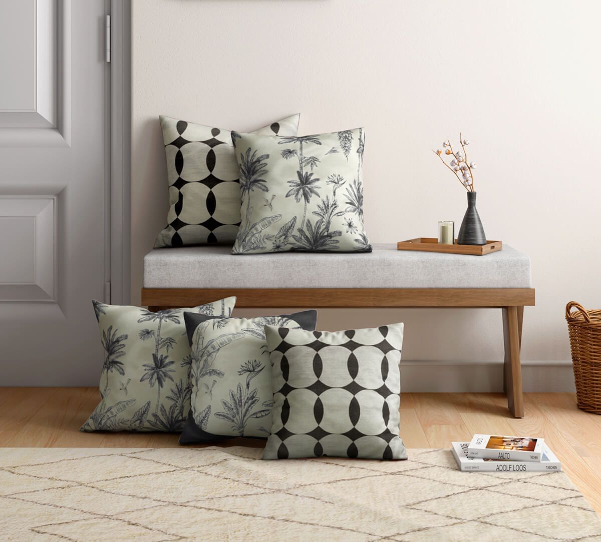 Moonlit Jungle Blended Velvet Cushion Cover Set of 5