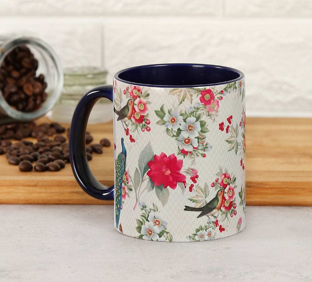Feathered Garden Beige Coffee Mug
