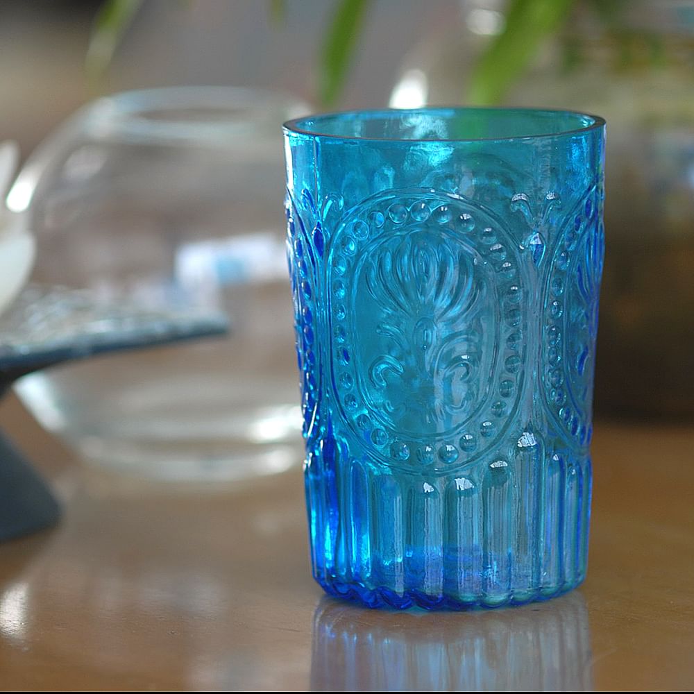 Royal Blue Embossed tumbler  ( Set of 2)