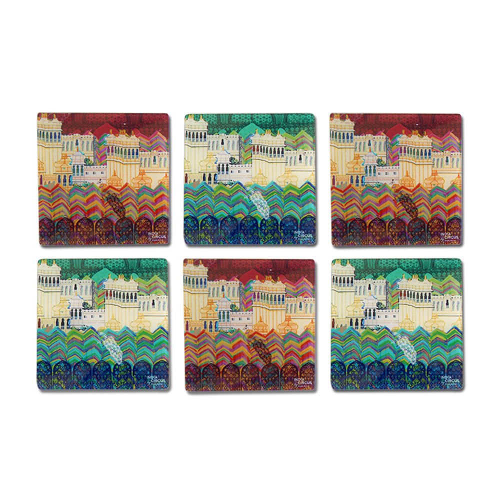 Neo Nawab Elegant Mahal Acrylic Coasters - (Set of 6)