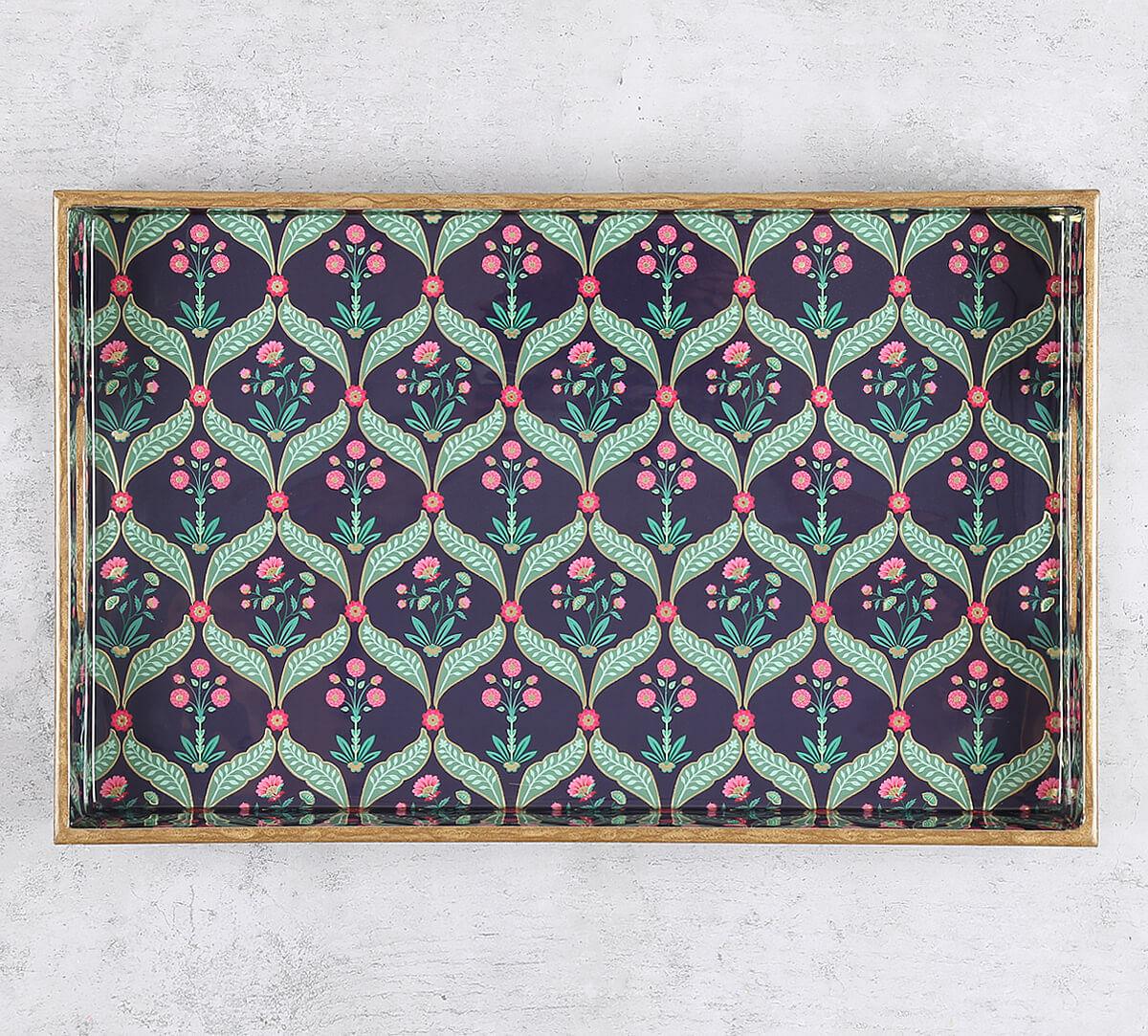 India Circu by Krsnaa Mehta Iron Blooming Dahlia MDF Rectangle Tray