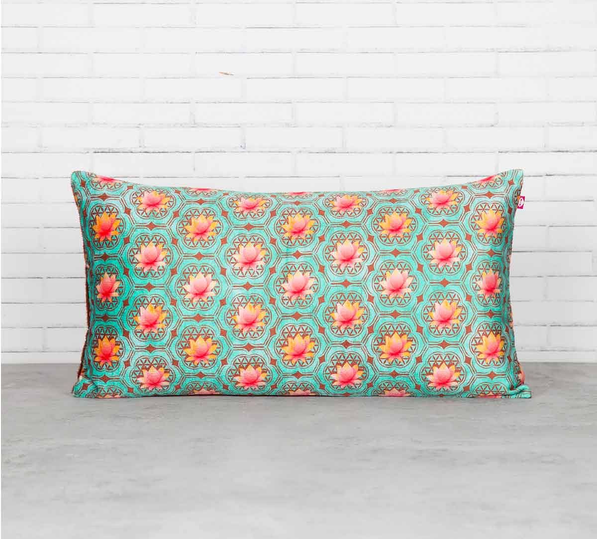 India Circus Abstract Lotus Reiteration Blended Velvet Cushion Cover