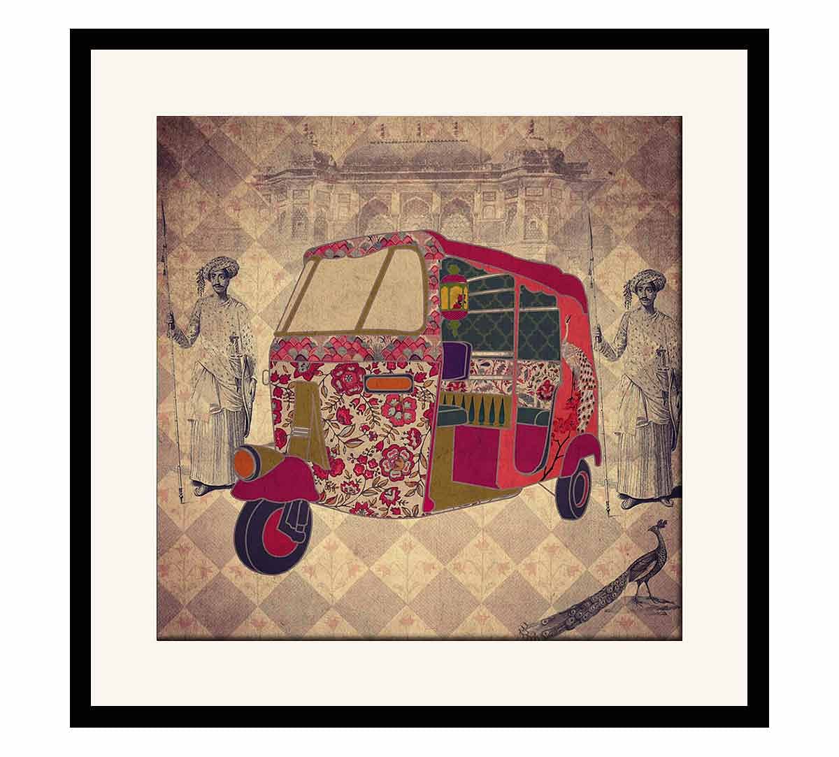 India Circus Auto Tripping Mason Framed Wall Art