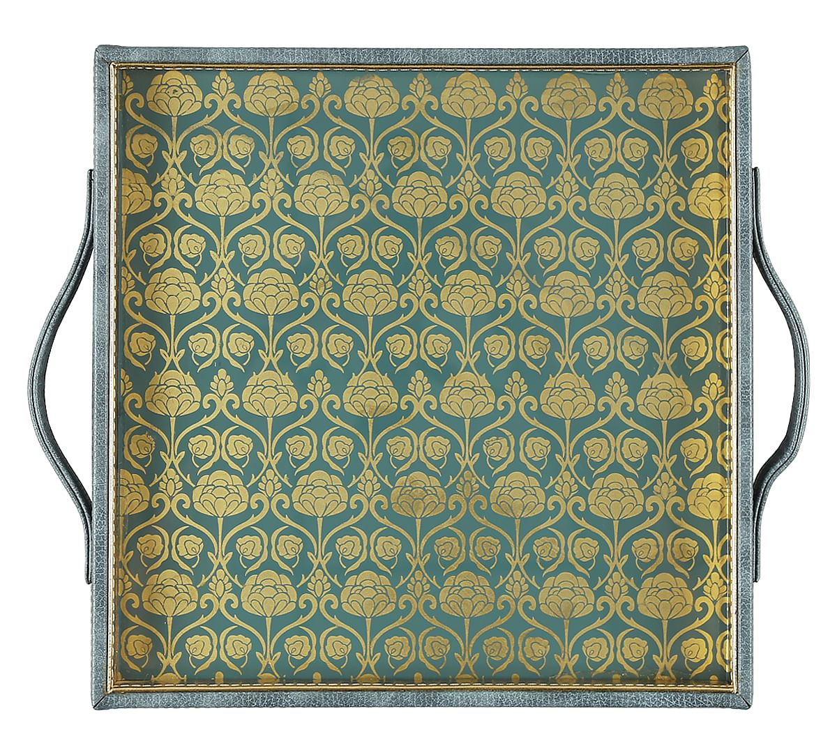 India Circus Baroque Print Leather Tray