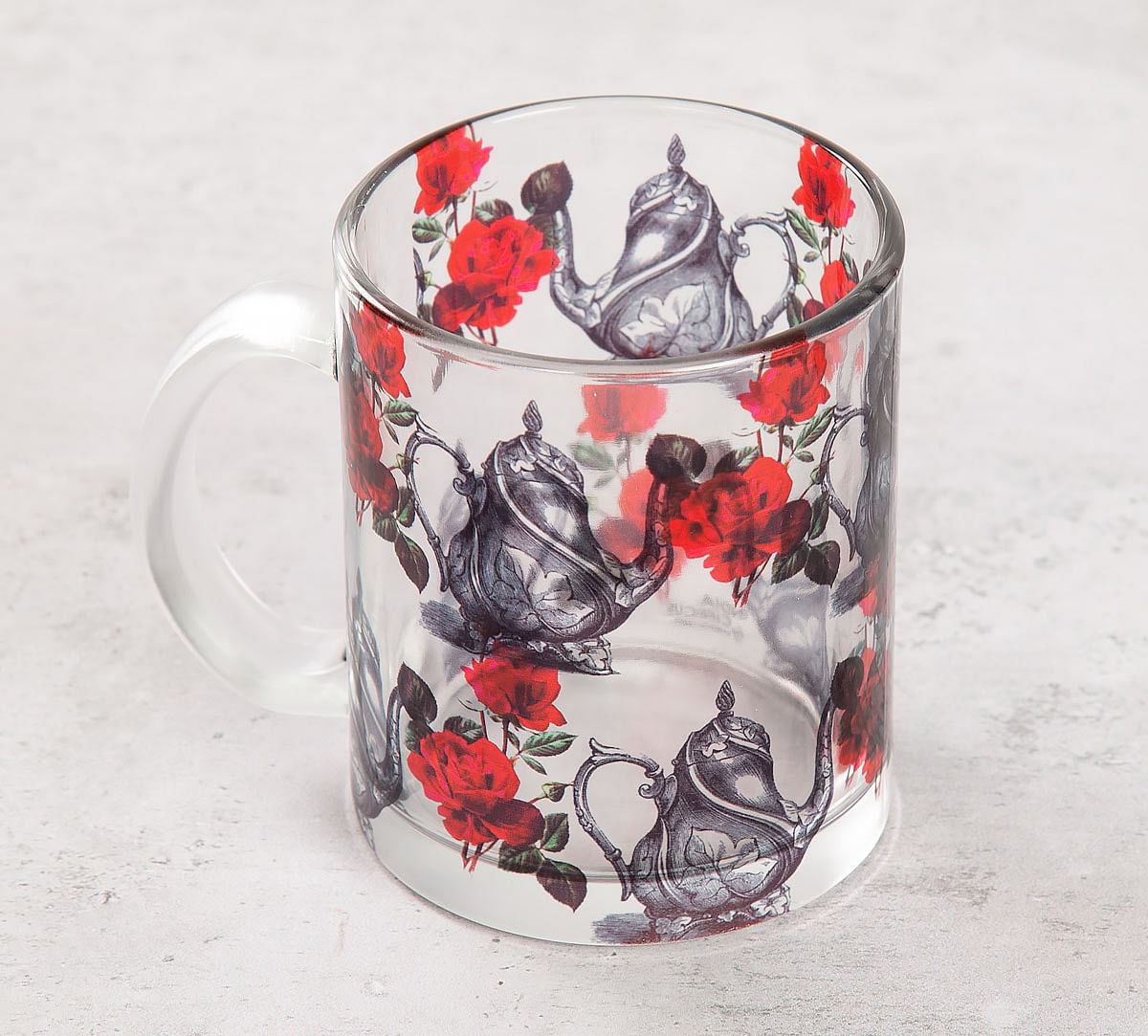 India Circus Beige Mystic Rose Kettles Glass Mug
