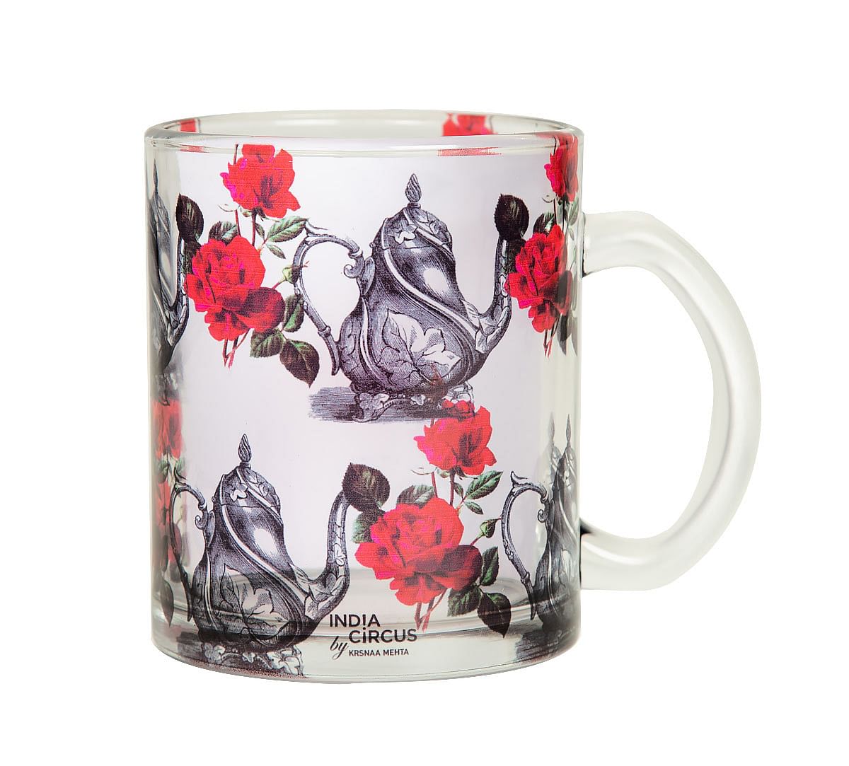 India Circus Beige Mystic Rose Kettles Glass Mug