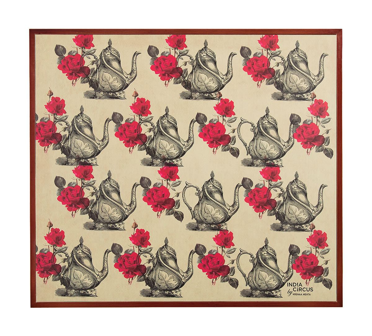 India Circus Beige Mystic Rose Kettles Side Table