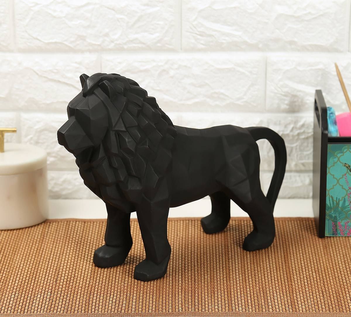 India Circus Black King of Beasts Figurine