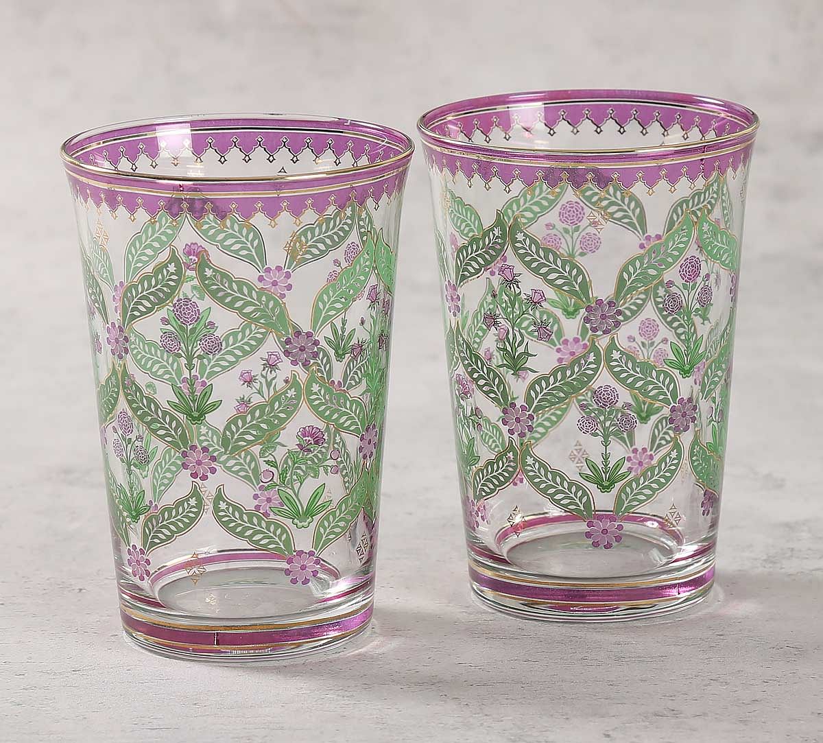 India Circus Blooming Dahlia Glass Tumbler Set of 2