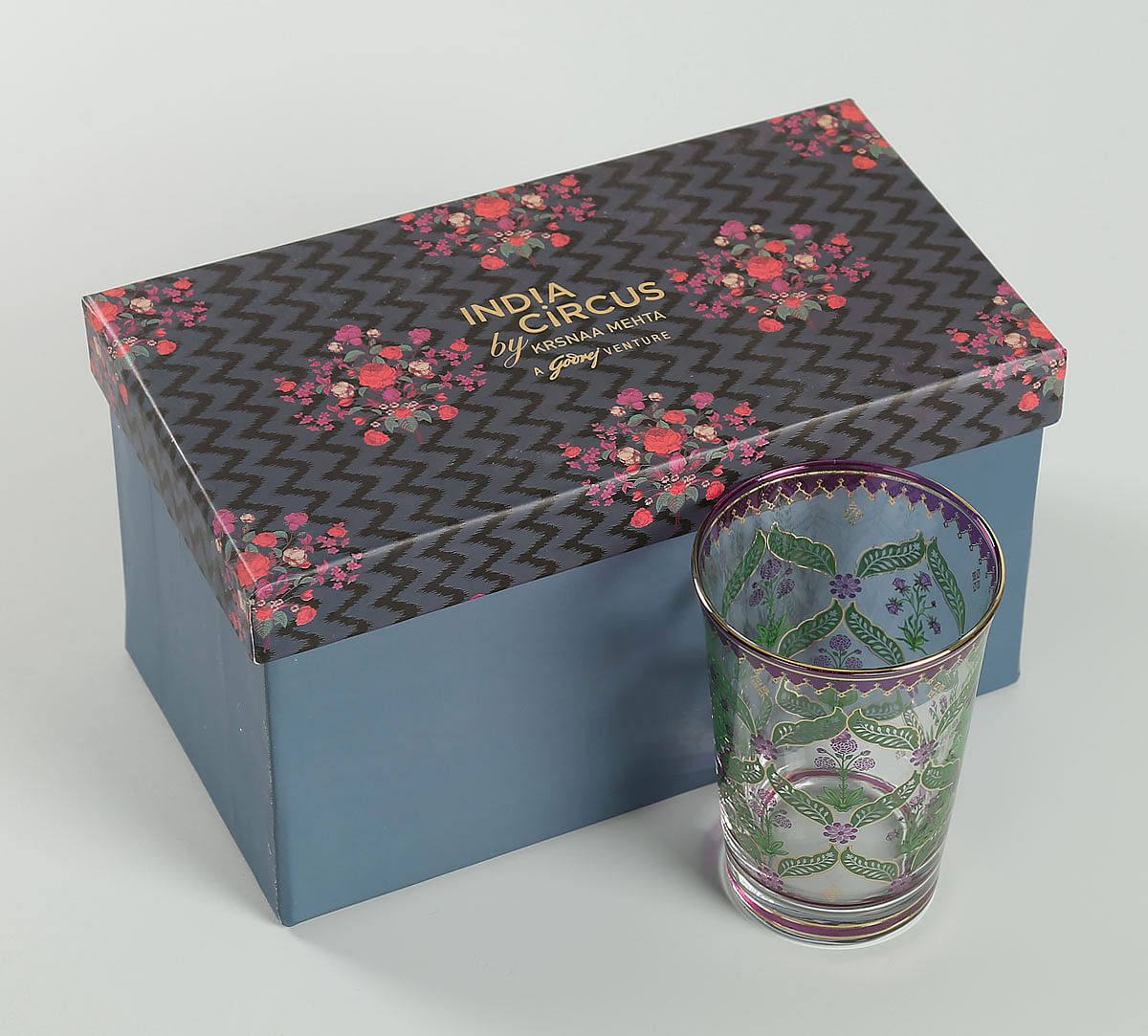 India Circus Blooming Dahlia Glass Tumbler Set of 2