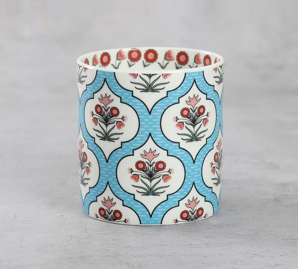 India Circus Blue Lattice Motifs Coffee Mugs Set of 6