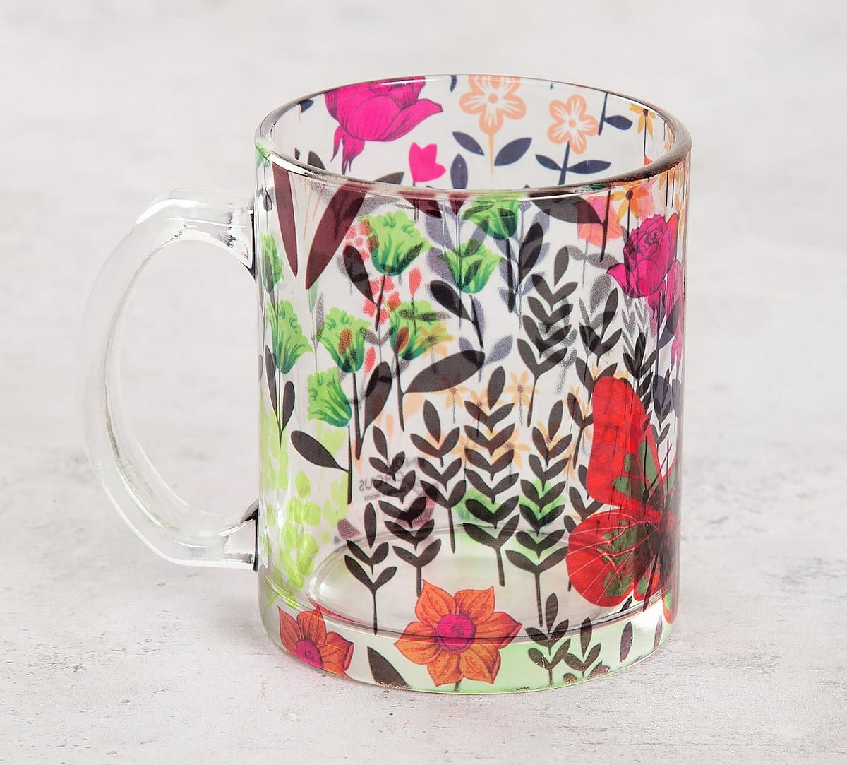 India Circus Bright Mimosa Florals Glass Mug