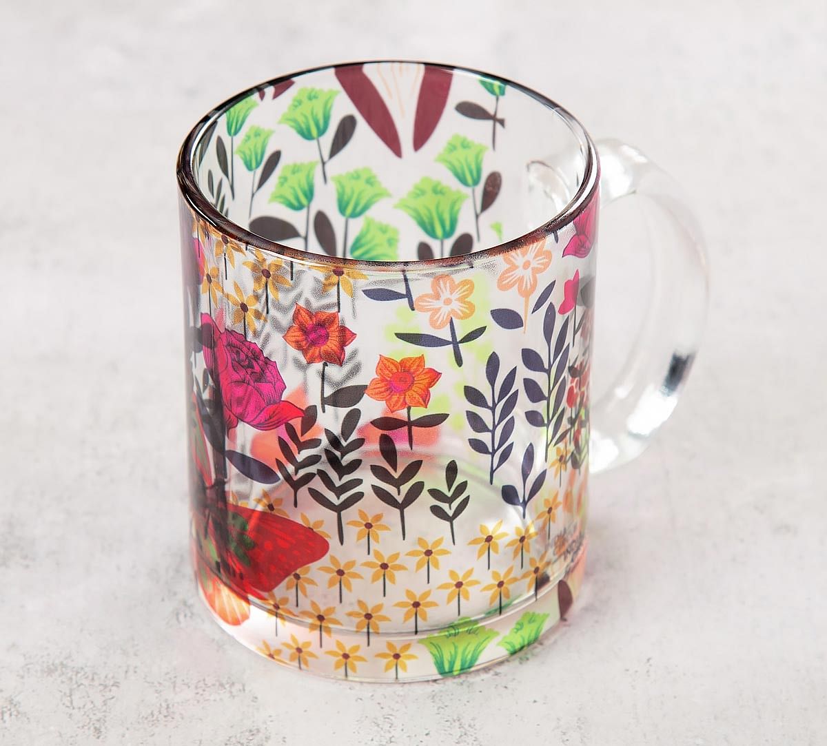 India Circus Bright Mimosa Florals Glass Mug