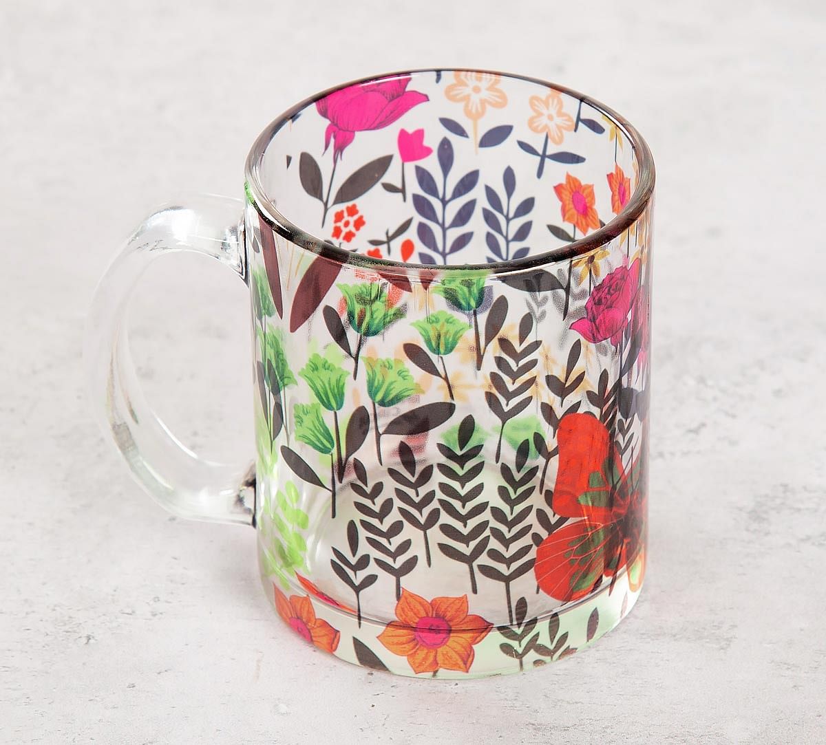 India Circus Bright Mimosa Florals Glass Mug