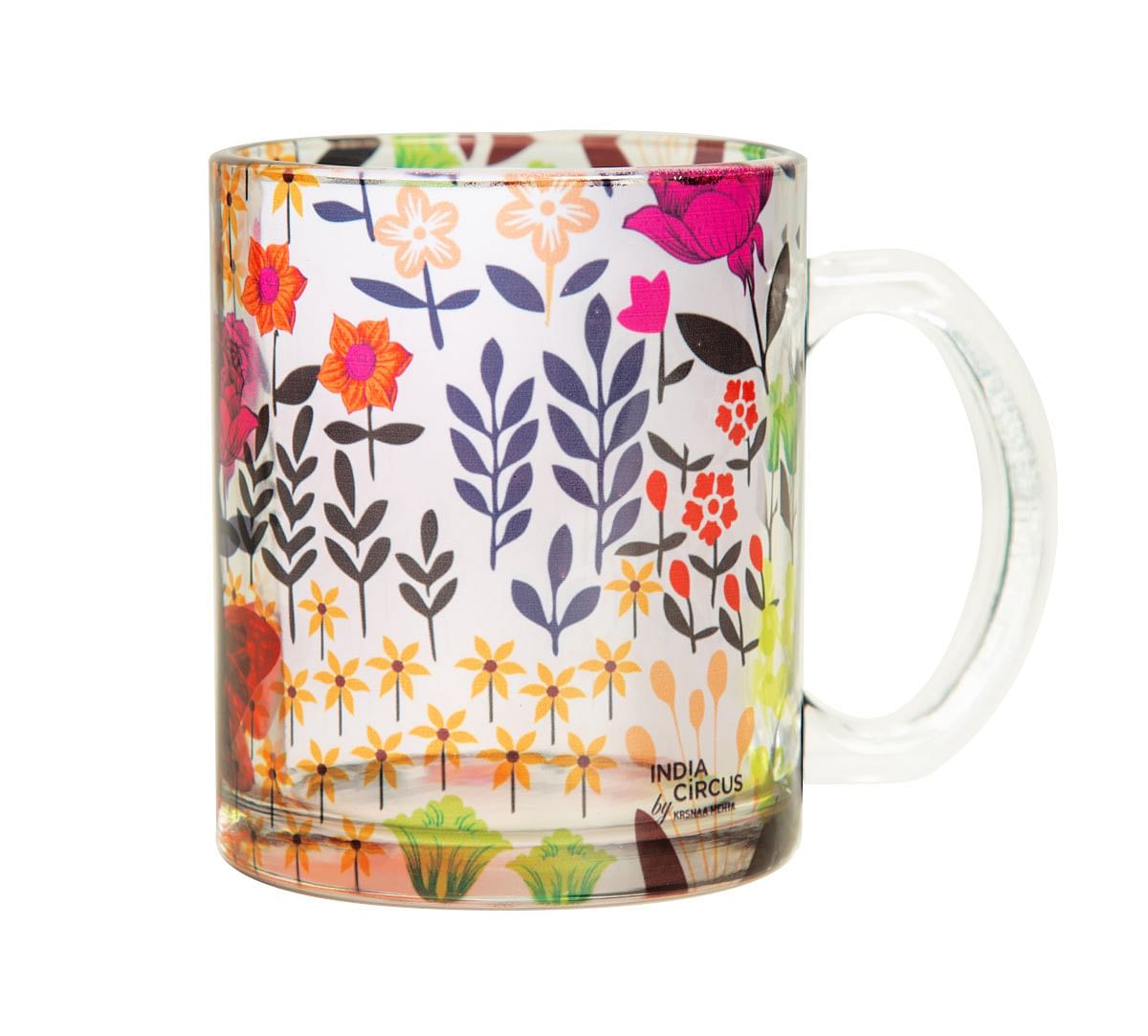 India Circus Bright Mimosa Florals Glass Mug