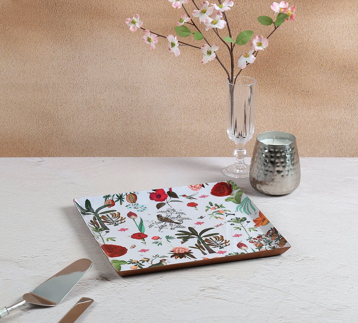 India Circus by Krsnaa Meghta Petal and Plume Steel Platter