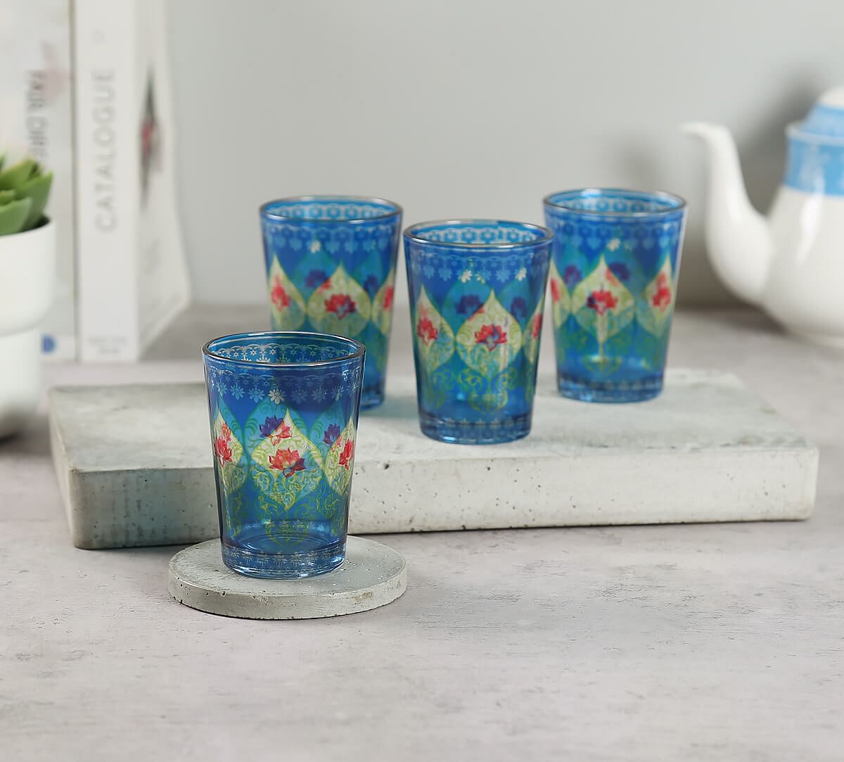 India Circus by Krsnaa Meha Beryl Fir Chai Glass Set of 4