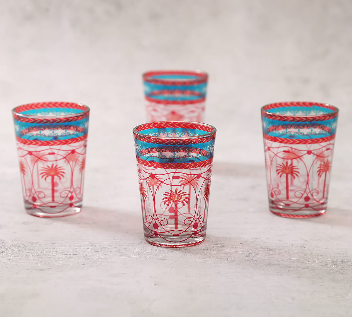 India Circus by Krsnaa Meha Blushed Palmeria Chai Glass Set of 4