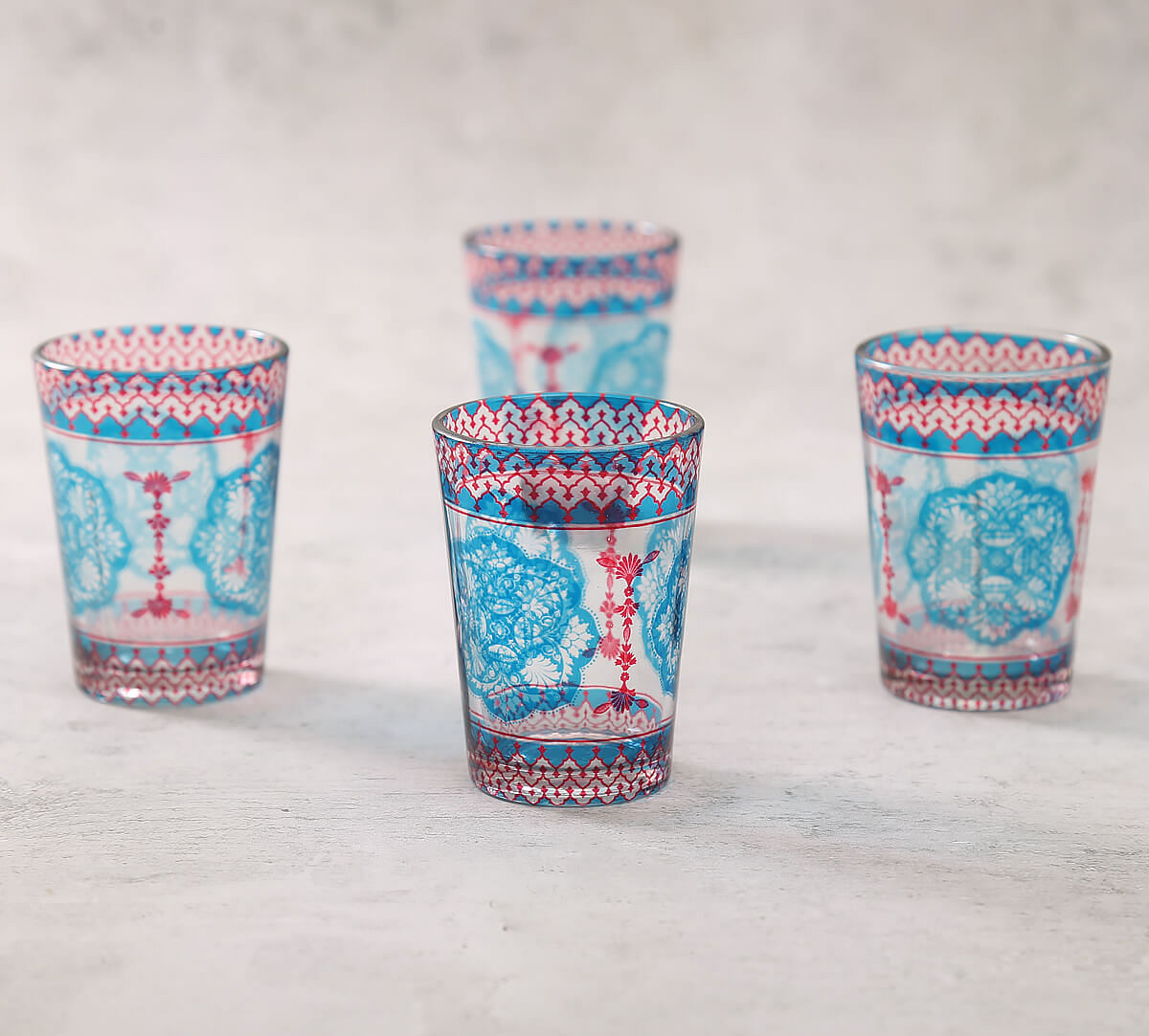 India Circus by Krsnaa Meha Modern Loom Infinity Chai Glass Set of 4