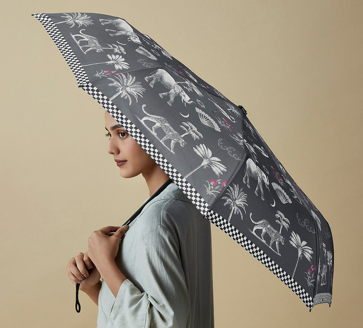 India Circus by Krsnaa Mehta Animalia Creations 3 Fold Umbrella