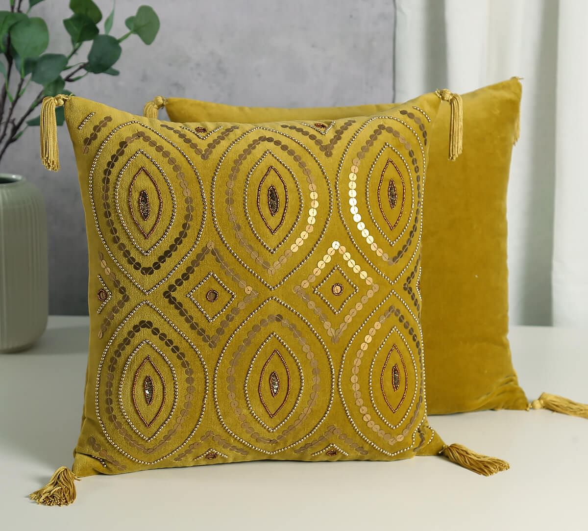 India Circus by Krsnaa Mehta Aureolin Decorated Adorn Cushion Cover