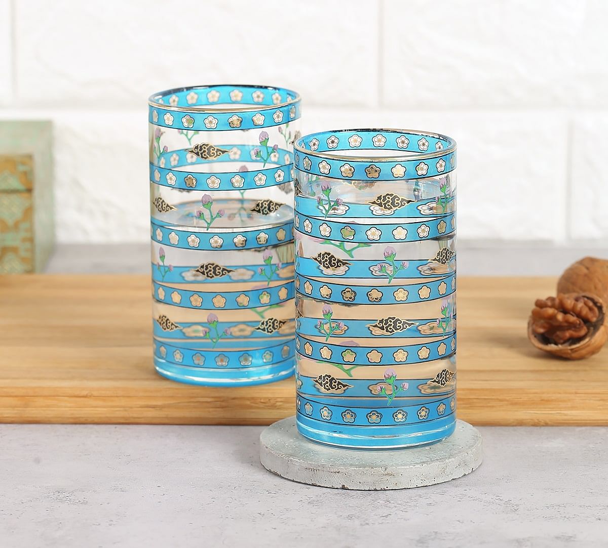 India Circus by Krsnaa Mehta Azure Pad Tumbler set of 2