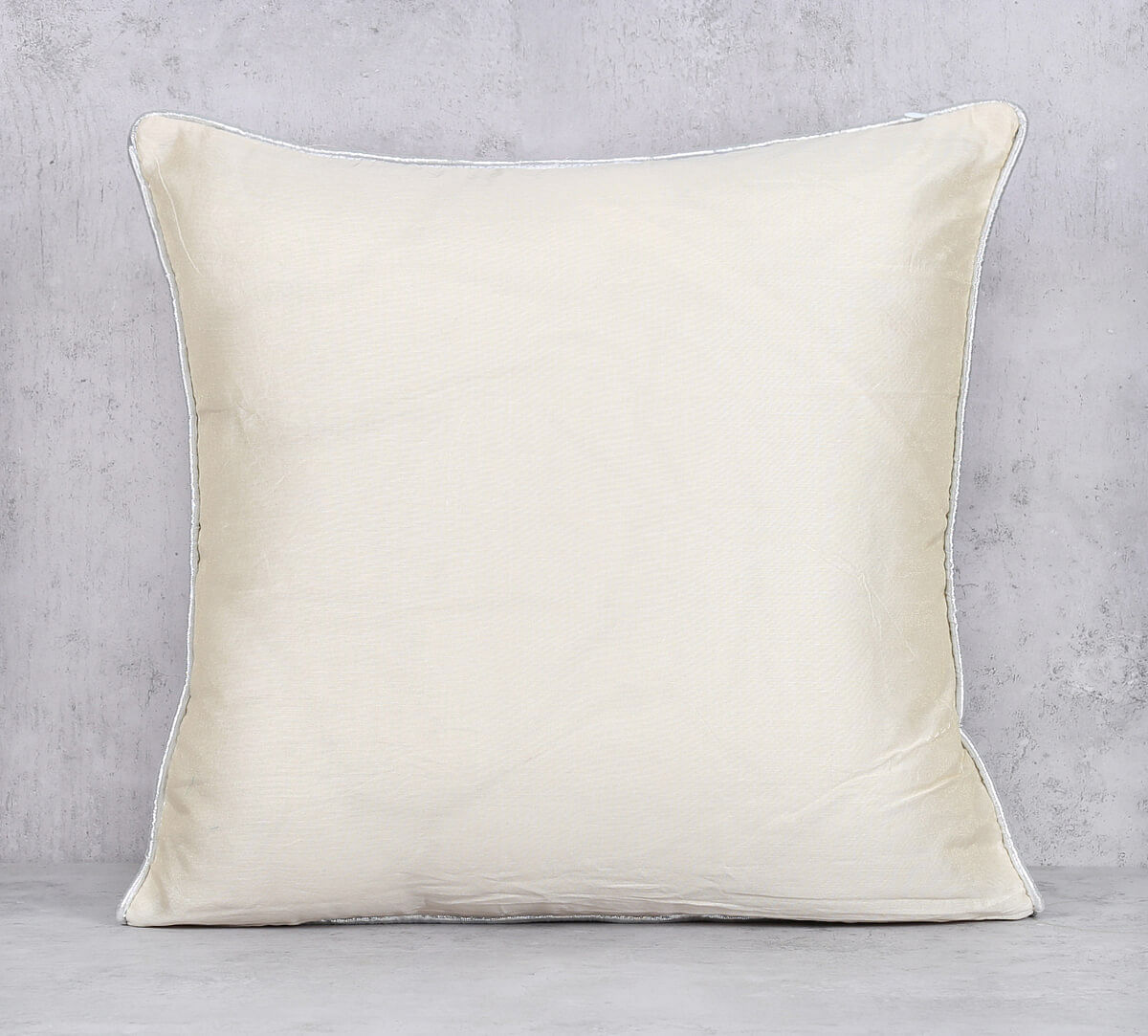 India Circus by Krsnaa Mehta Beige Gold Chanderi Sequins Work Cushion Cover