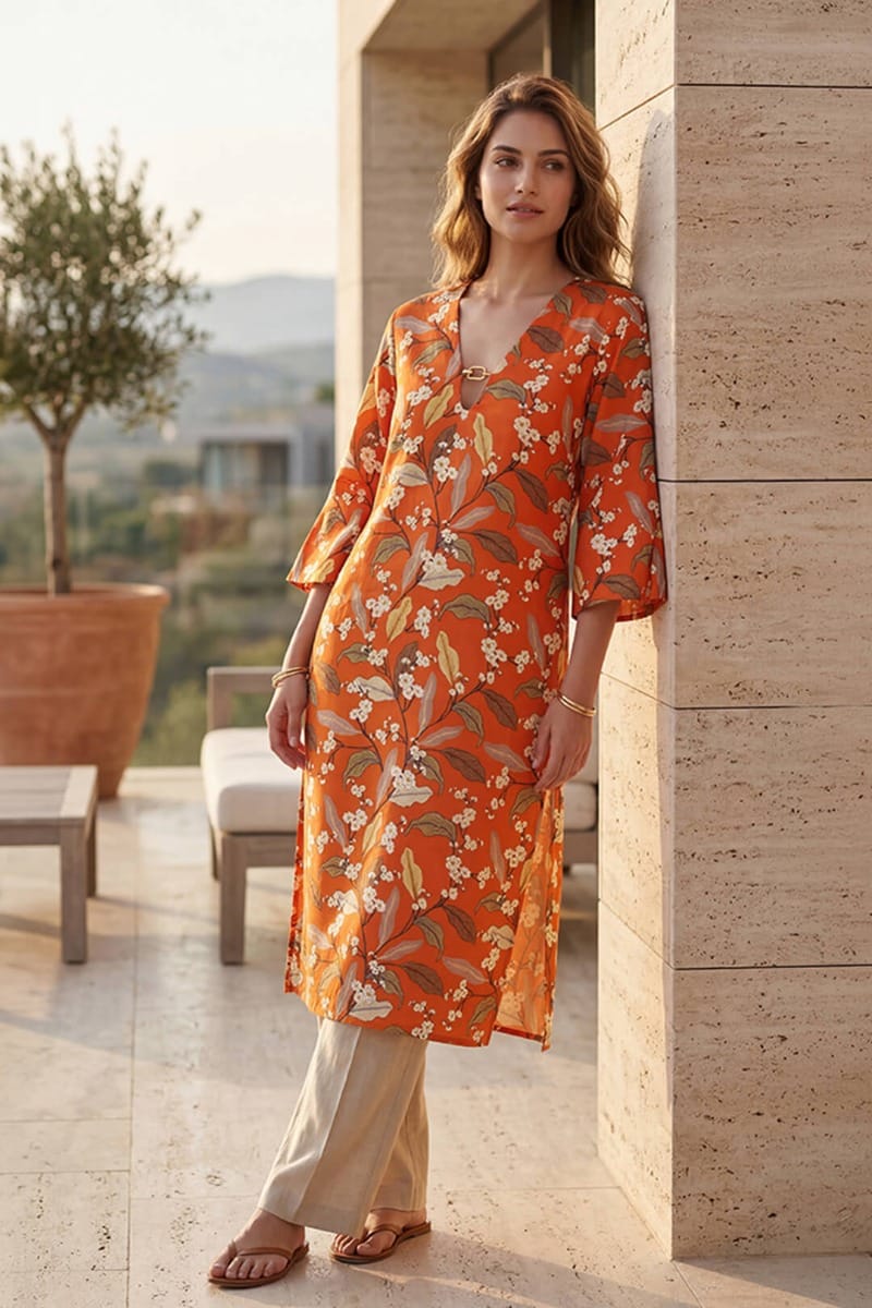 India Circus by Krsnaa Mehta Bird Land Paradise Kaftan Kurti Long