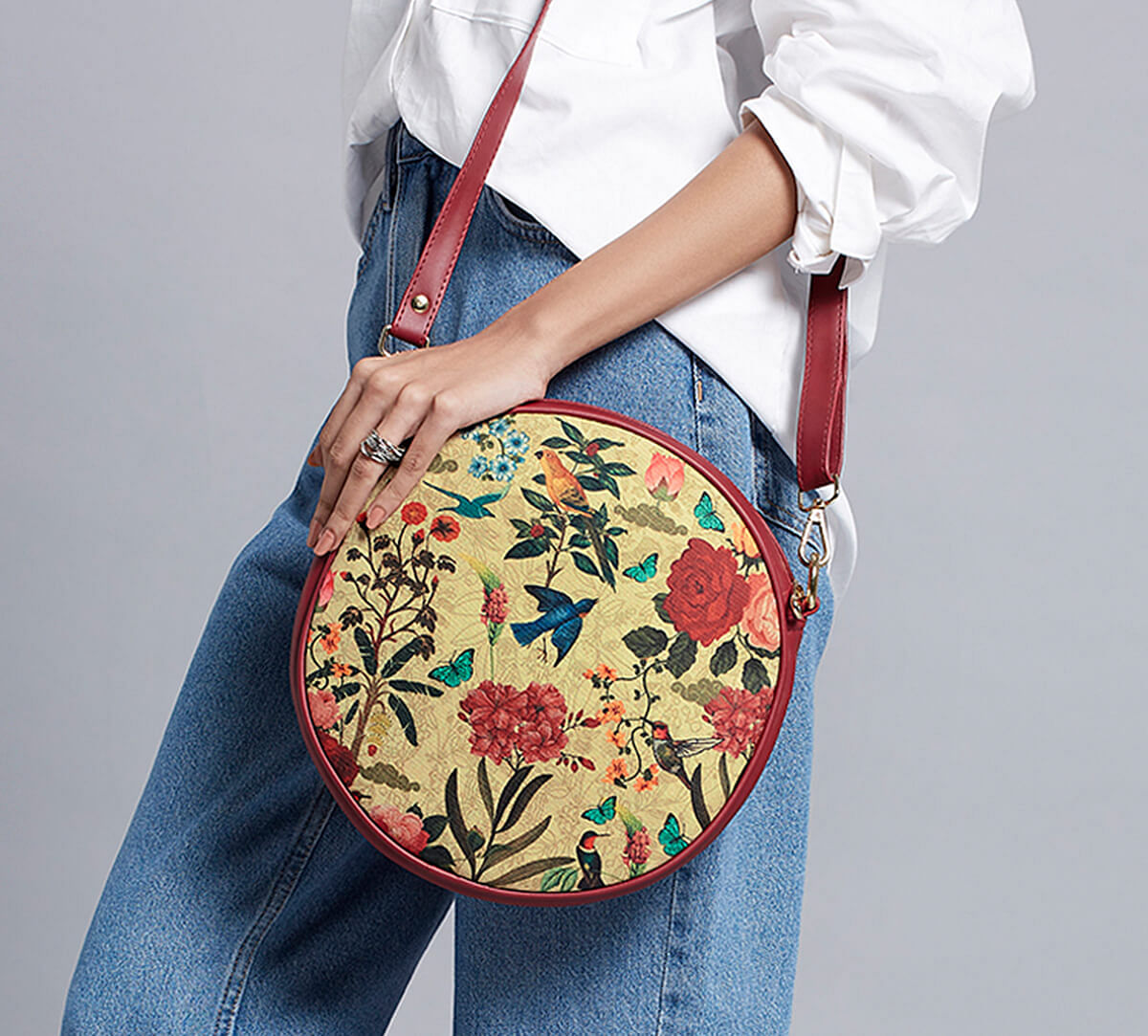 India Circus by Krsnaa Mehta Bird Land Round Crossbody Bag