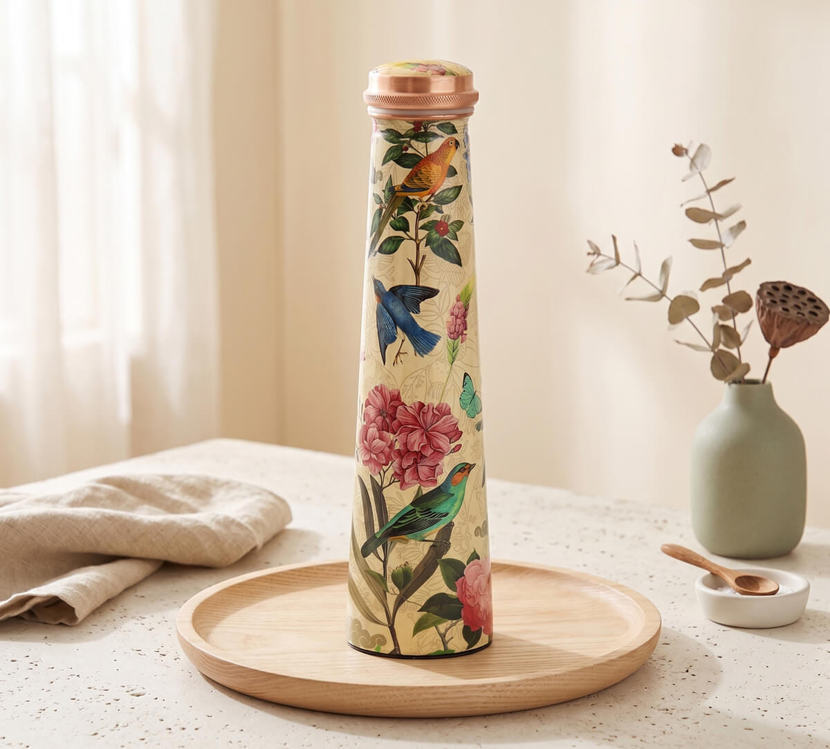Bird Land Tapered Copper Bottle