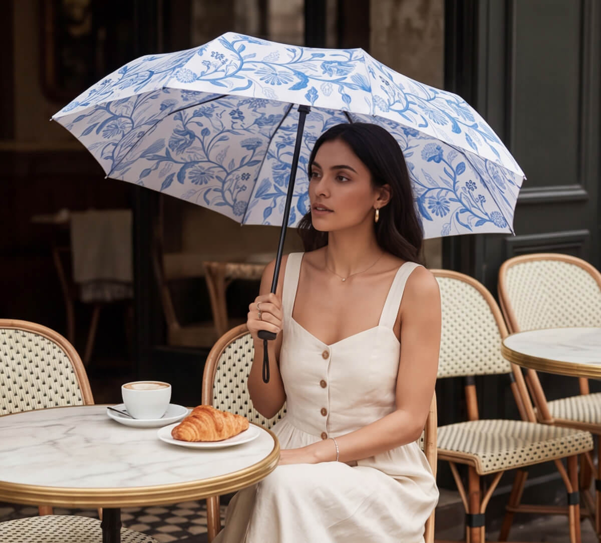 Blaue Blume 3 Fold Umbrella