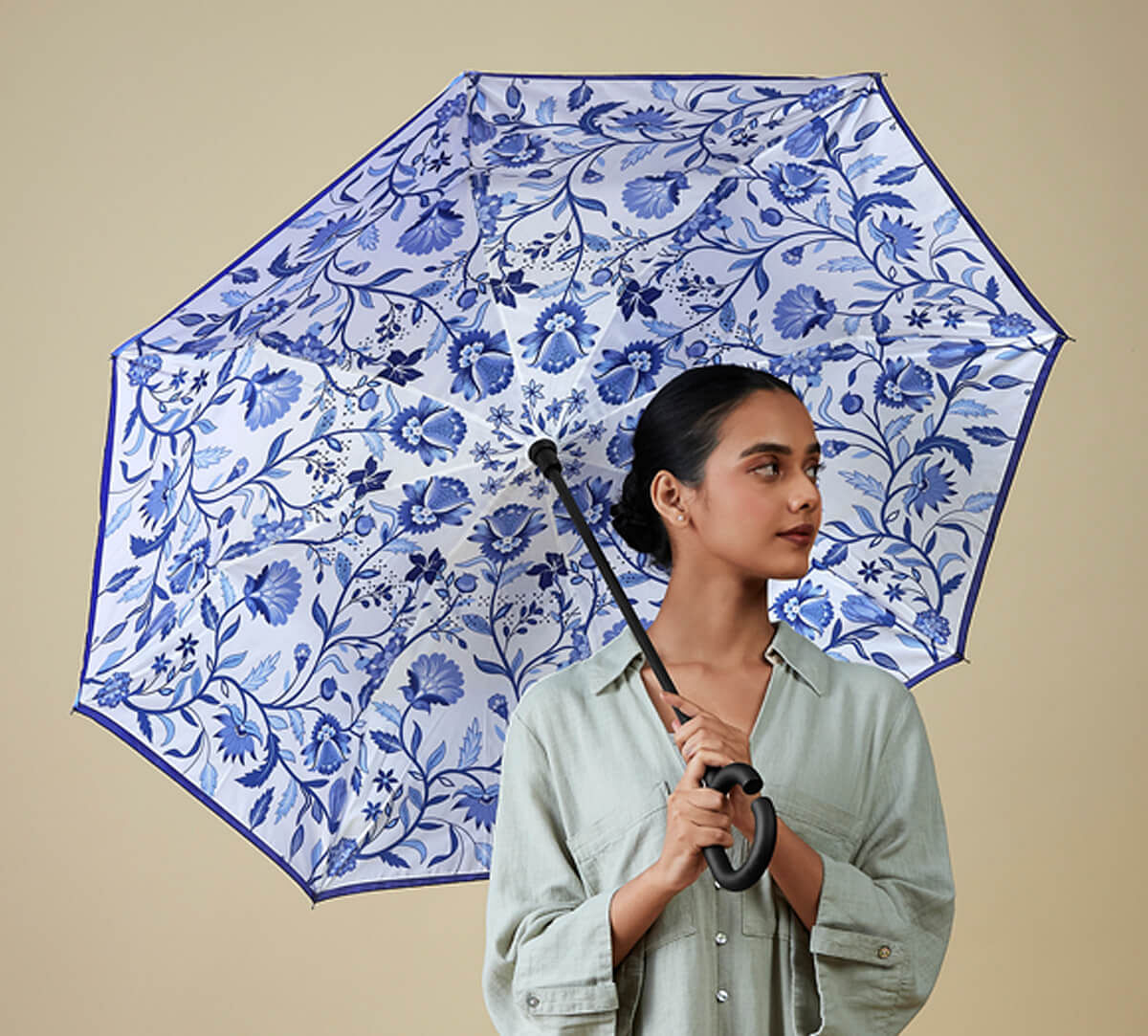 India Circus by Krsnaa Mehta Tropical View Reversible Reversible Umbrella