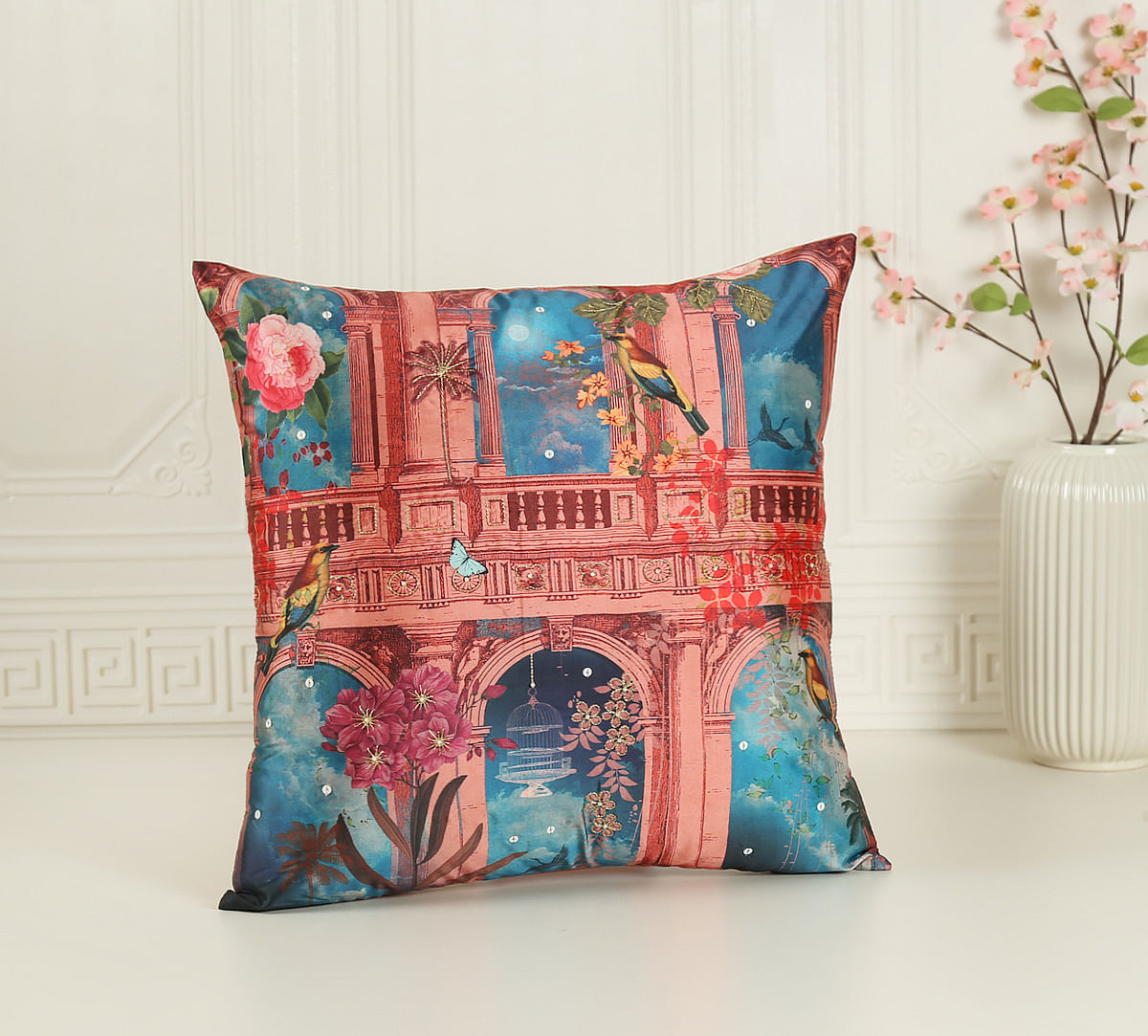 India Circus by Krsnaa Mehta Bliss Paradise Embroidered Cushion Cover