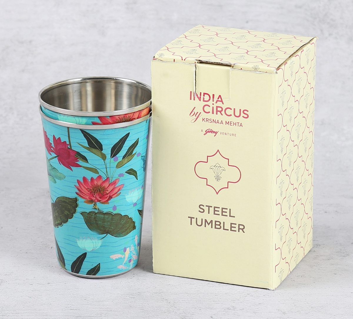 India Circus by Krsnaa Mehta Blossomy Mosaic Large Steel Tumbler Set of 2