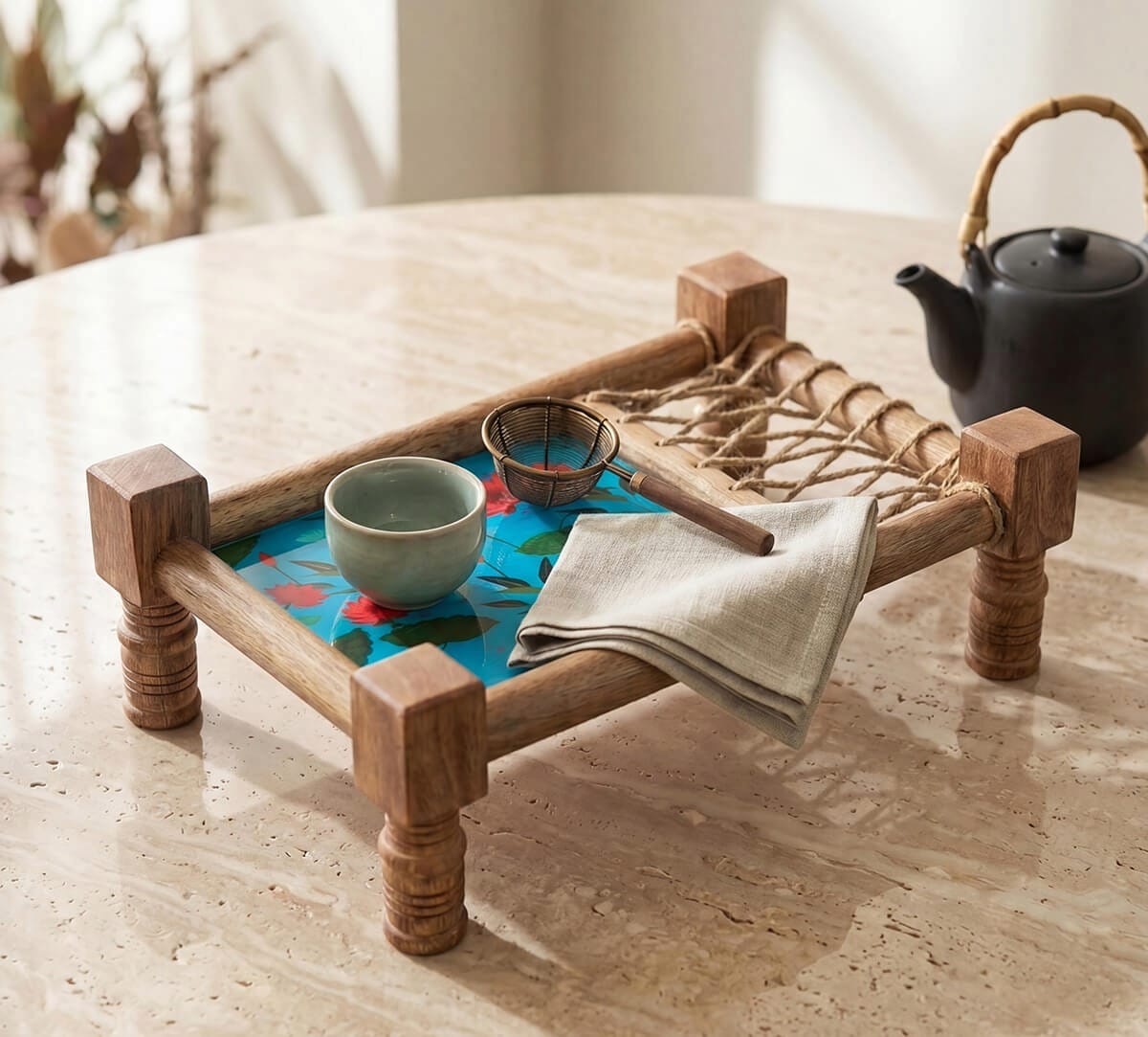 Blossomy Mosaic Wooden Platter