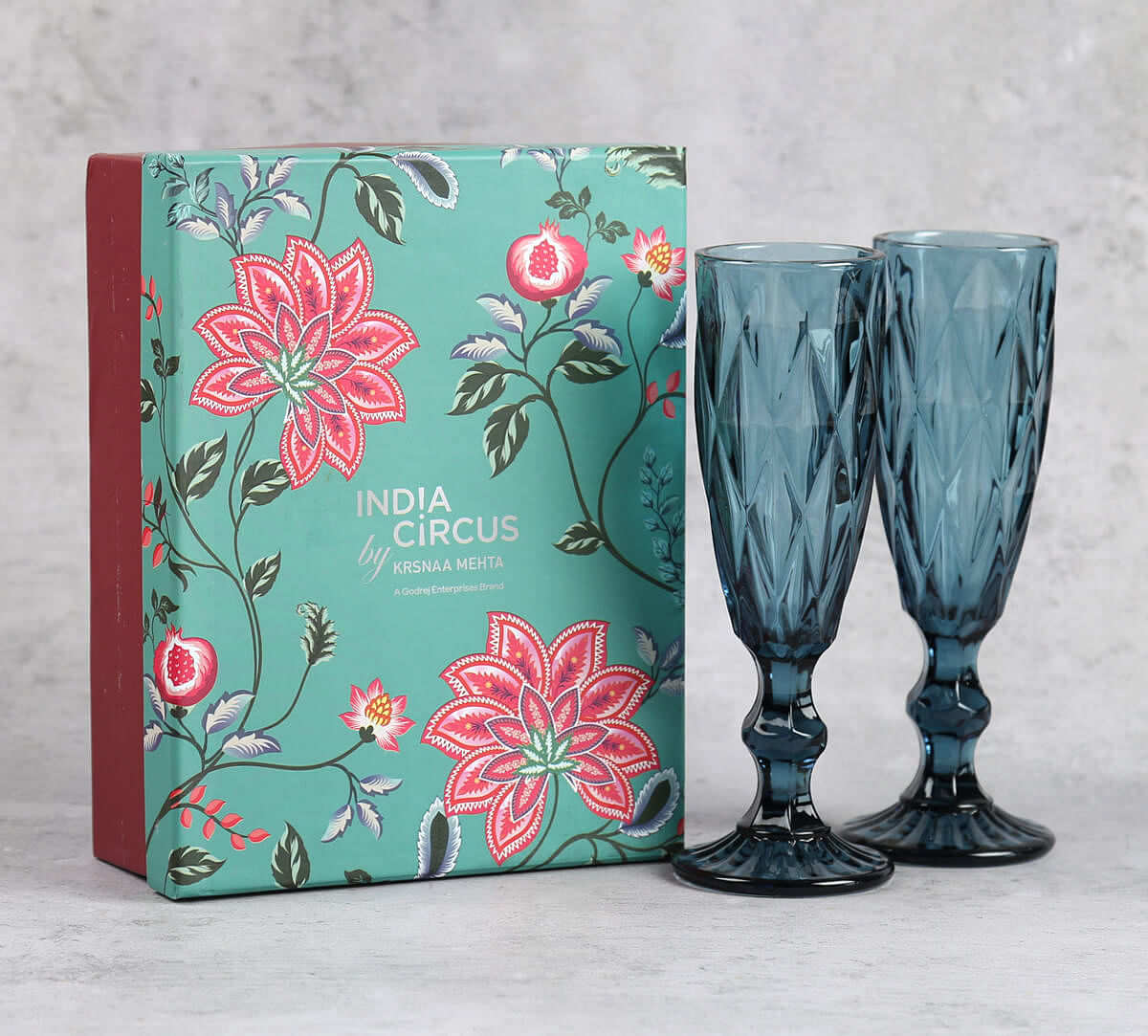 India Circus by Krsnaa Mehta Blue Champagne Glass