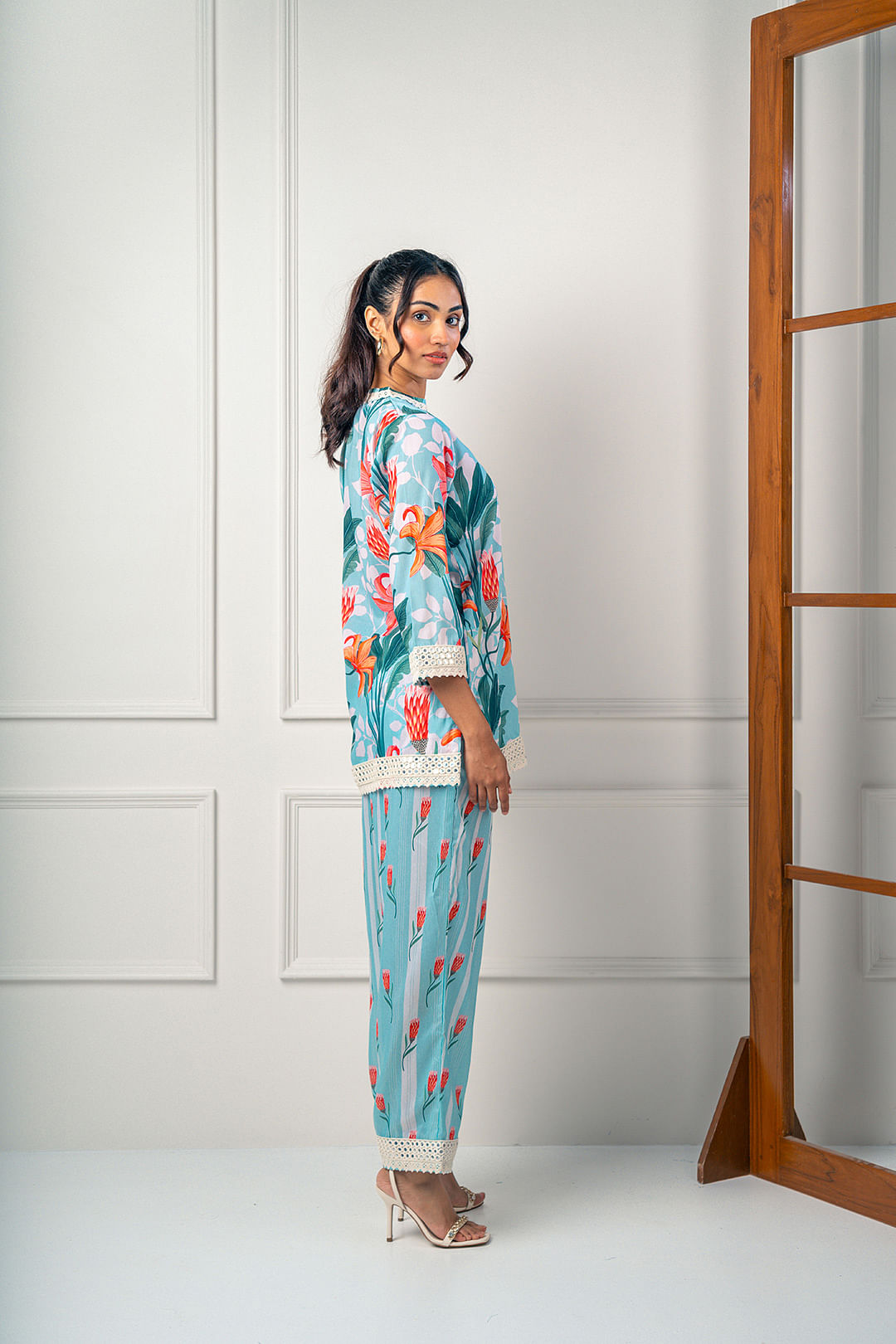 India Circus by Krsnaa Mehta Blue Floral Floats Co-Ord Set